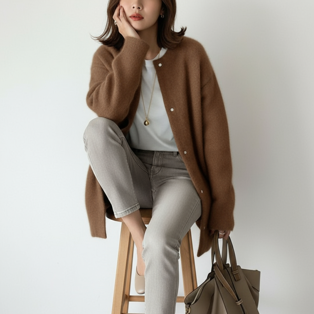 Cardigan Gracia a Scatto in Lana Morbida