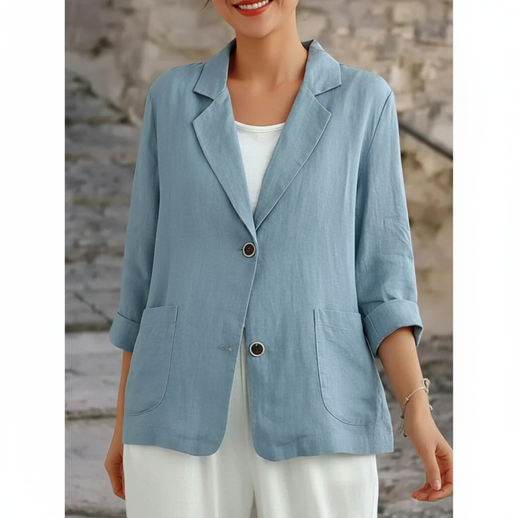 Blazer Leggero Valeria con Maniche Arrotolate in Lino