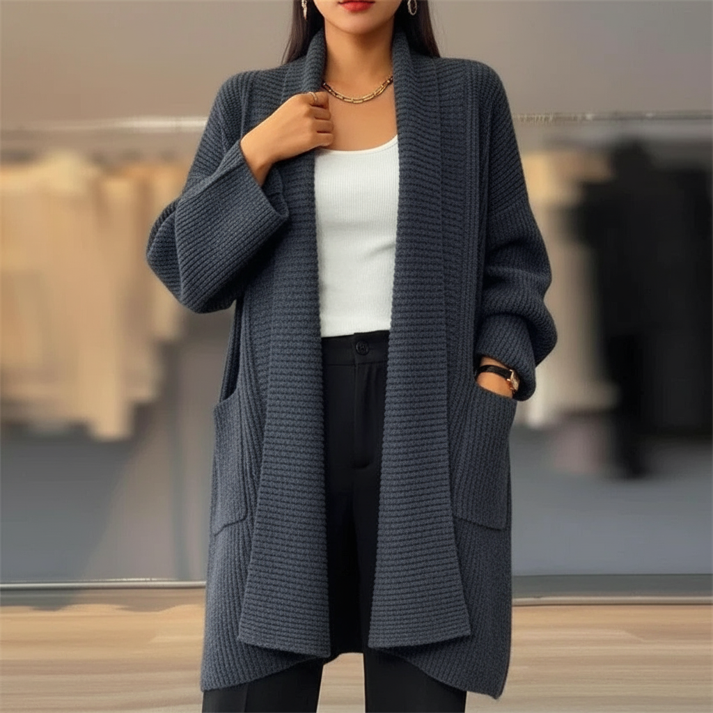 Cardigan Lungo Lavorato a Maglia Amaya