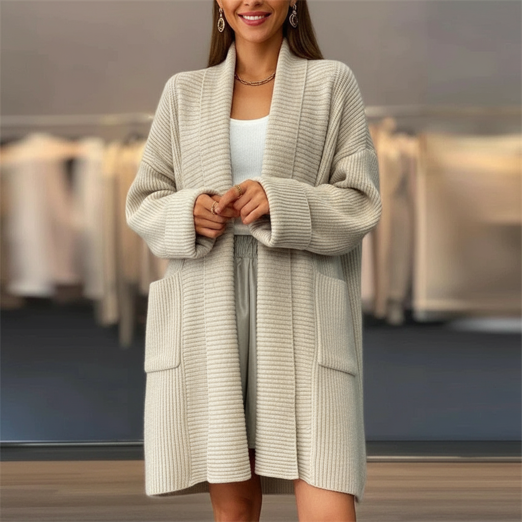 Cardigan Lungo Lavorato a Maglia Amaya