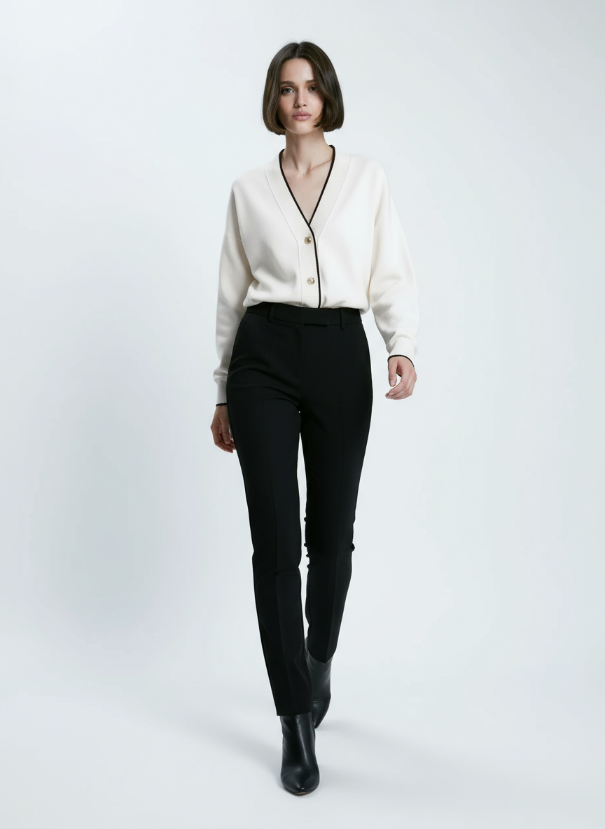 Tony Cardigan Chic con Bordi a Contrasto