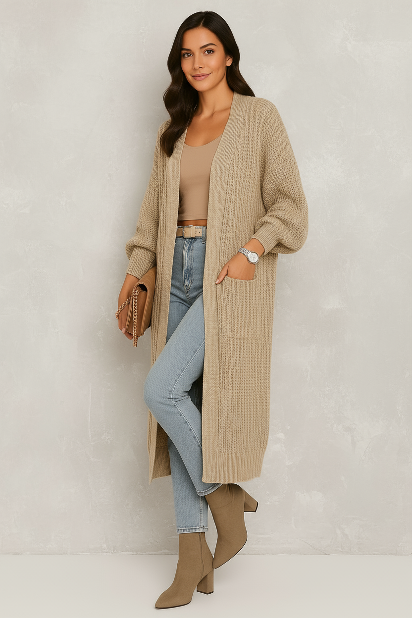 Cardigan Lungo Lavorato a Maglia Narelle