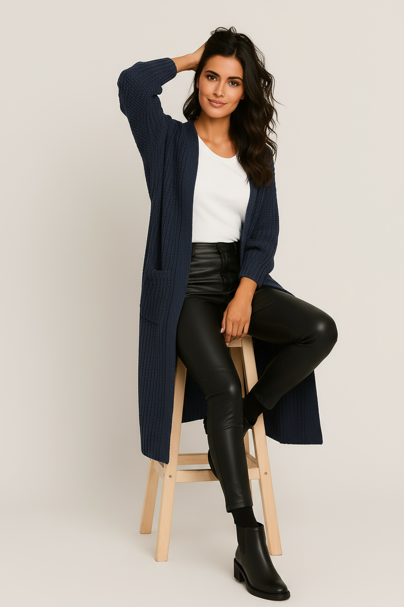 Cardigan Lungo Lavorato a Maglia Narelle