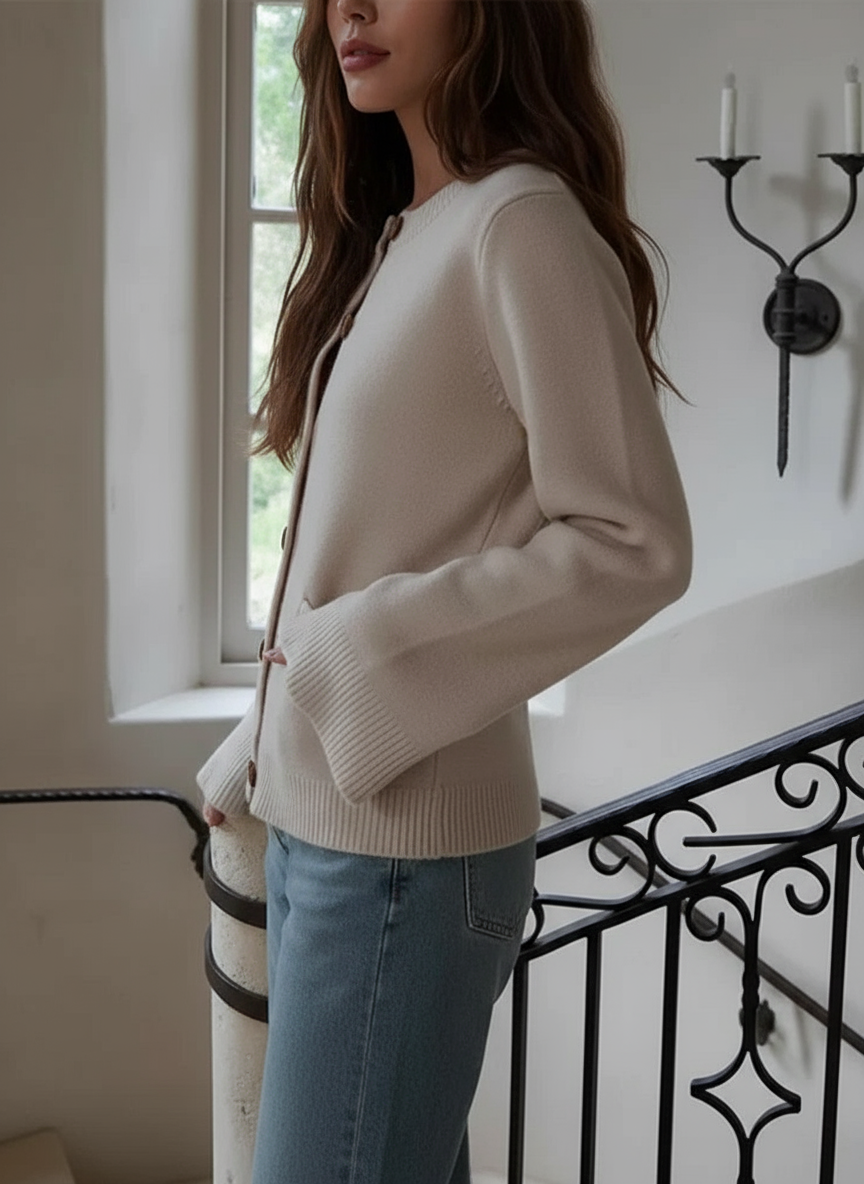 Anouk Cardigan in Maglia Girocollo con Bottoni