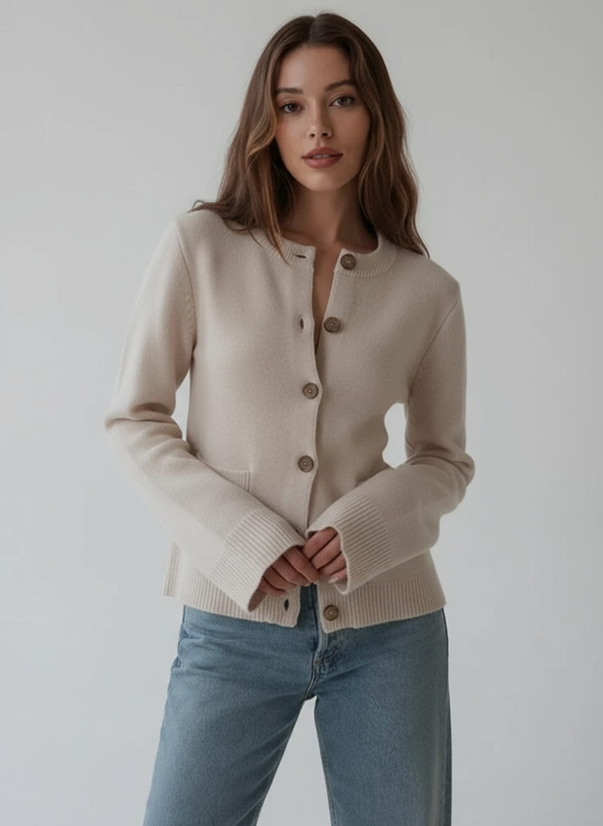 Anouk Cardigan in Maglia Girocollo con Bottoni