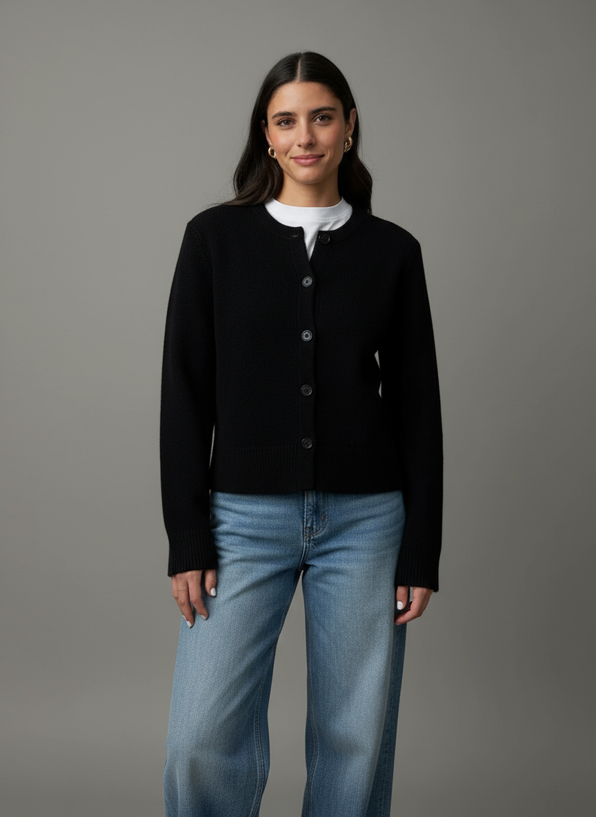 Anouk Cardigan in Maglia Girocollo con Bottoni