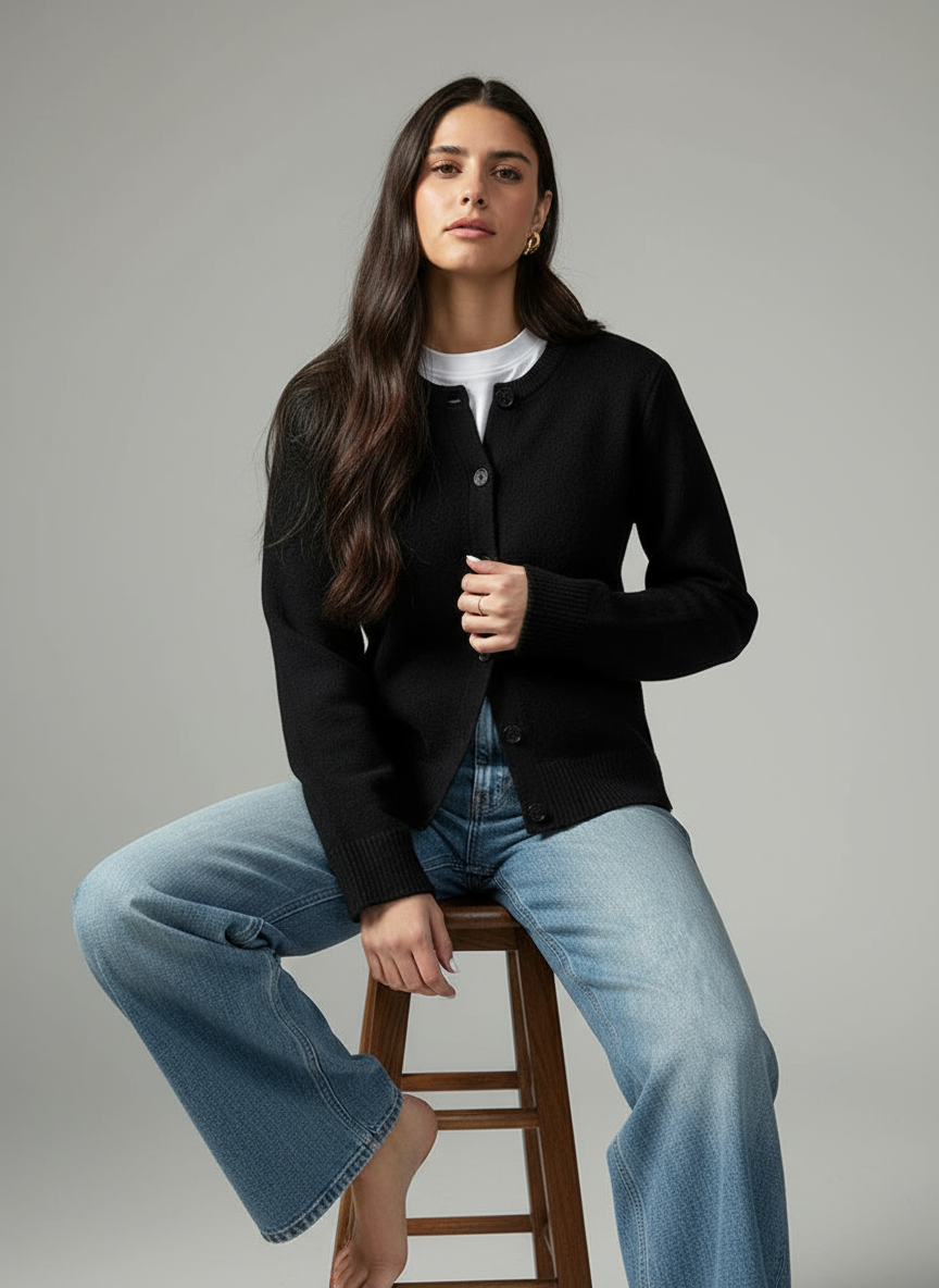 Anouk Cardigan in Maglia Girocollo con Bottoni