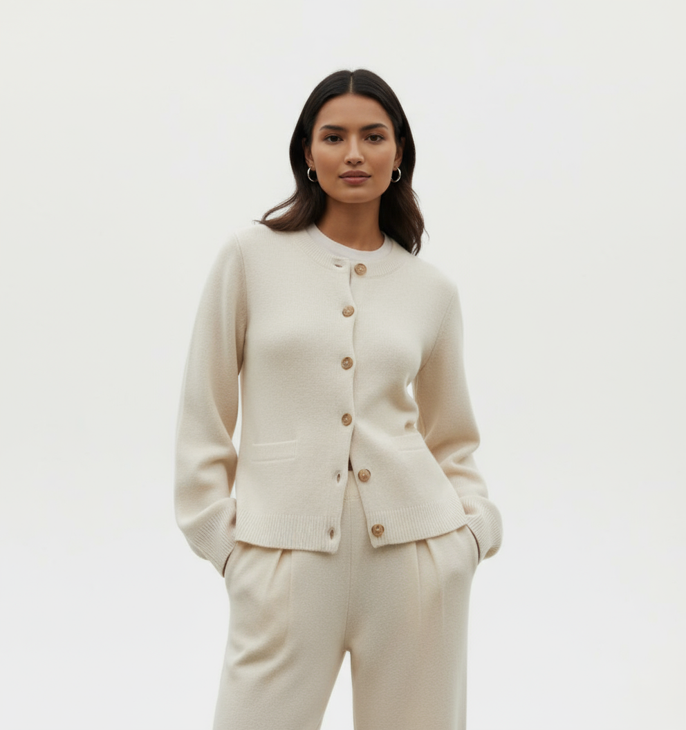 Anouk Cardigan in Maglia Girocollo con Bottoni