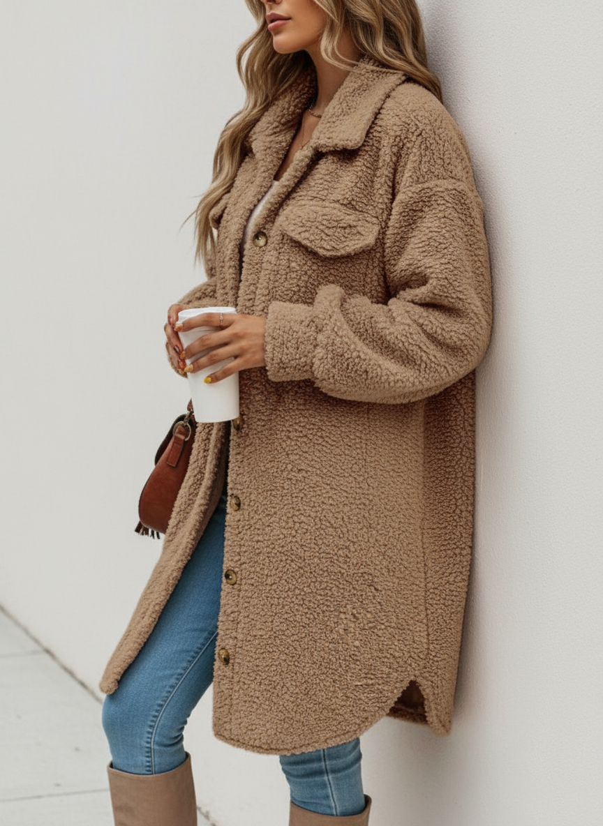 Cardigan Lungo Teddy in Morbido Pile Elegante