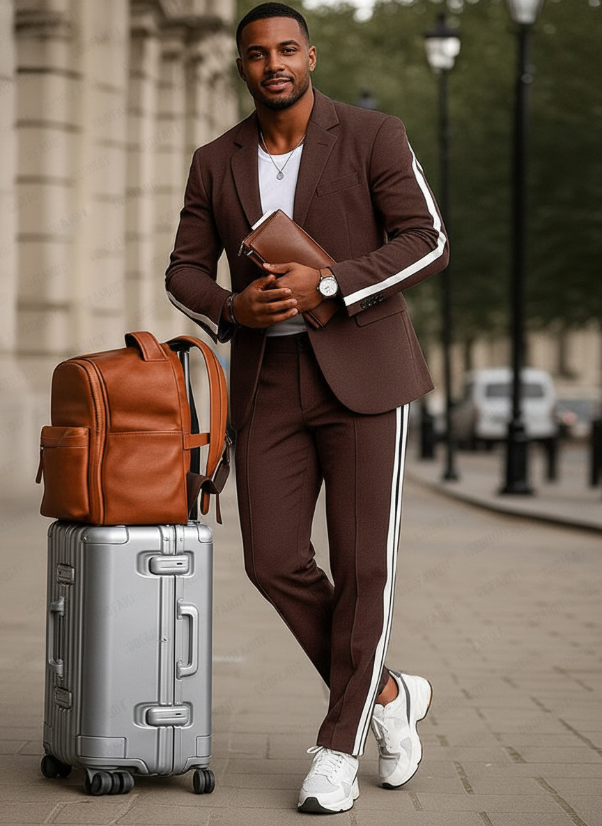 Aeron Completo Tailleur Moderno con Banda Laterale a Contrasto