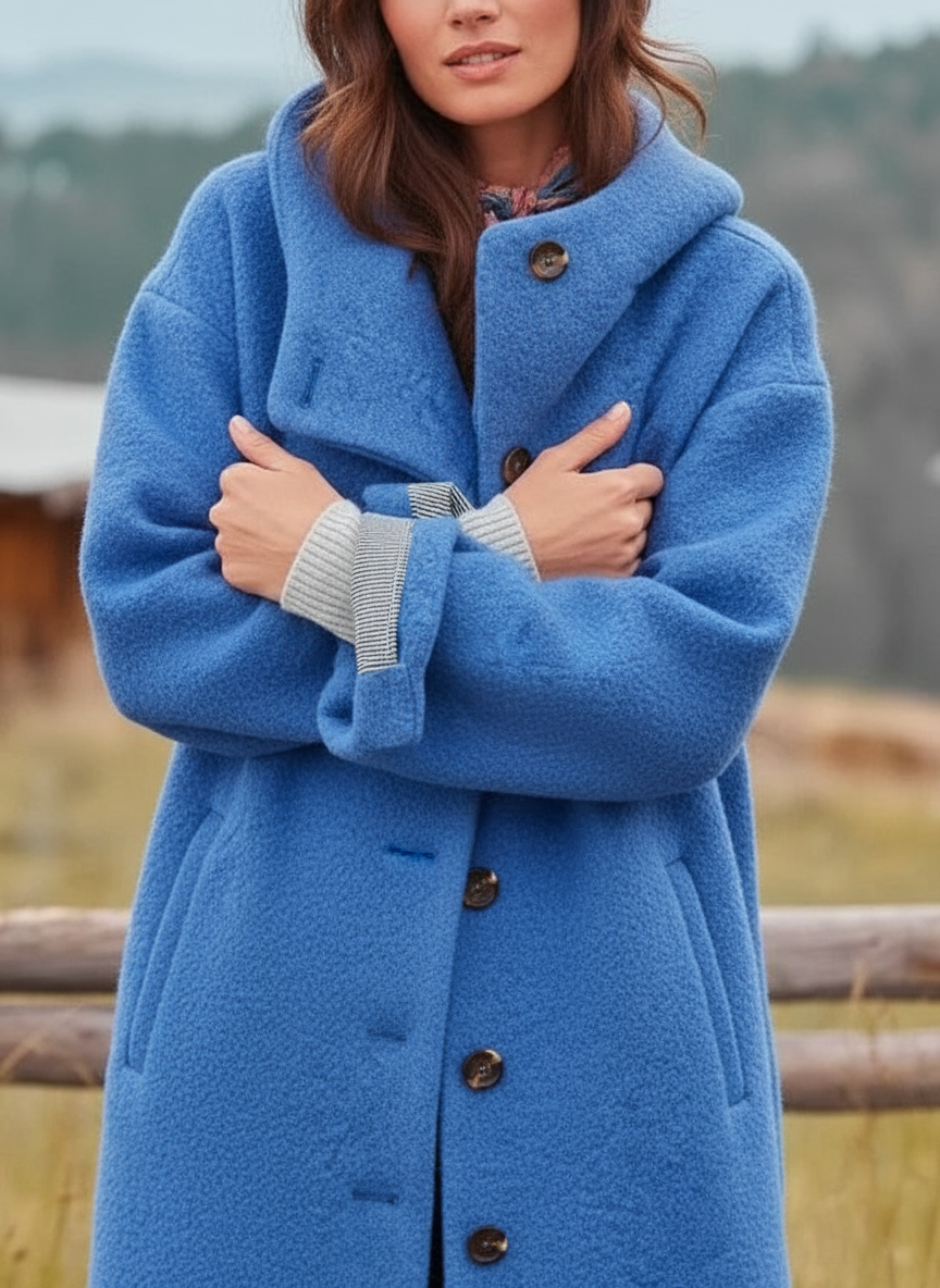 Cappotto Lungo con Cappuccio Isabella in Tessuto Strutturato