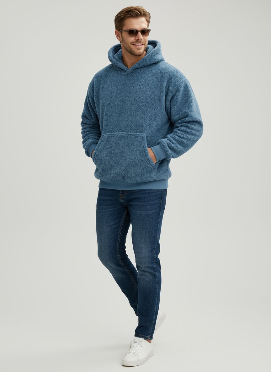 Victor Felpa Teddy Reversibile con Cappuccio e Comfort