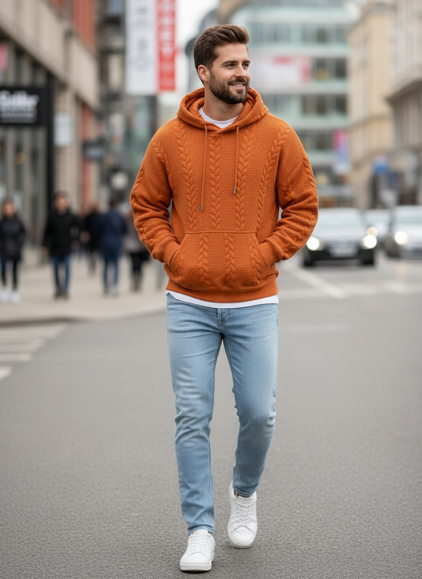 Laurence Felpa con Cappuccio Texturizzata Loose Fit