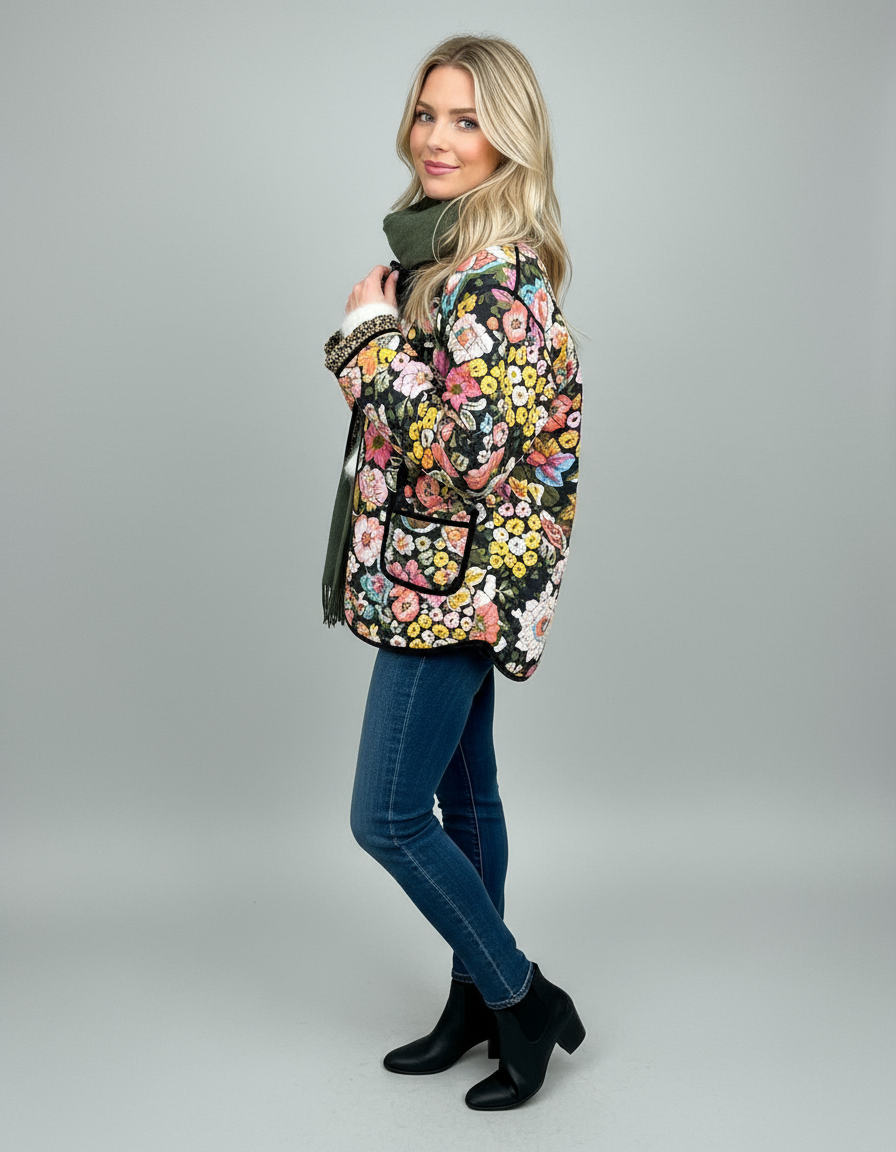 Cappotto Trapuntato Floreale Evelyn - Eleganza Chic