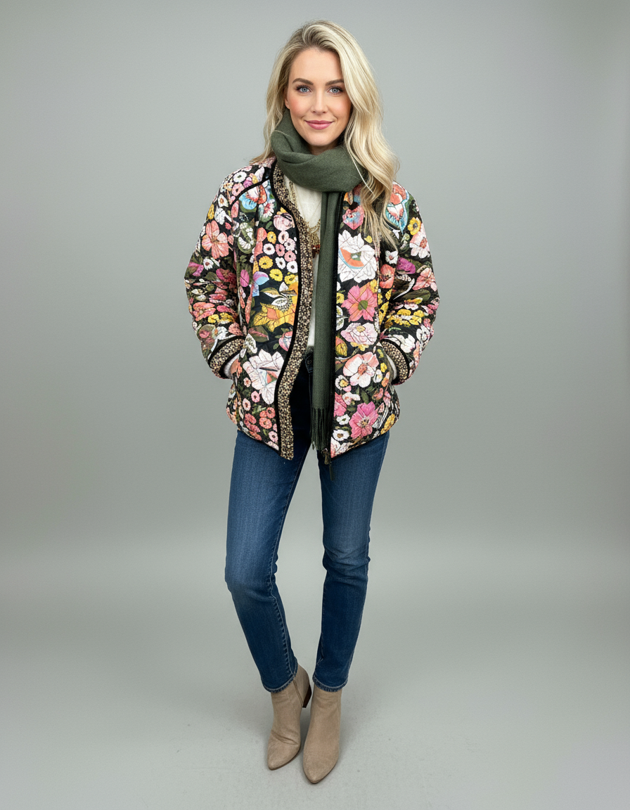 Cappotto Trapuntato Floreale Evelyn - Eleganza Chic
