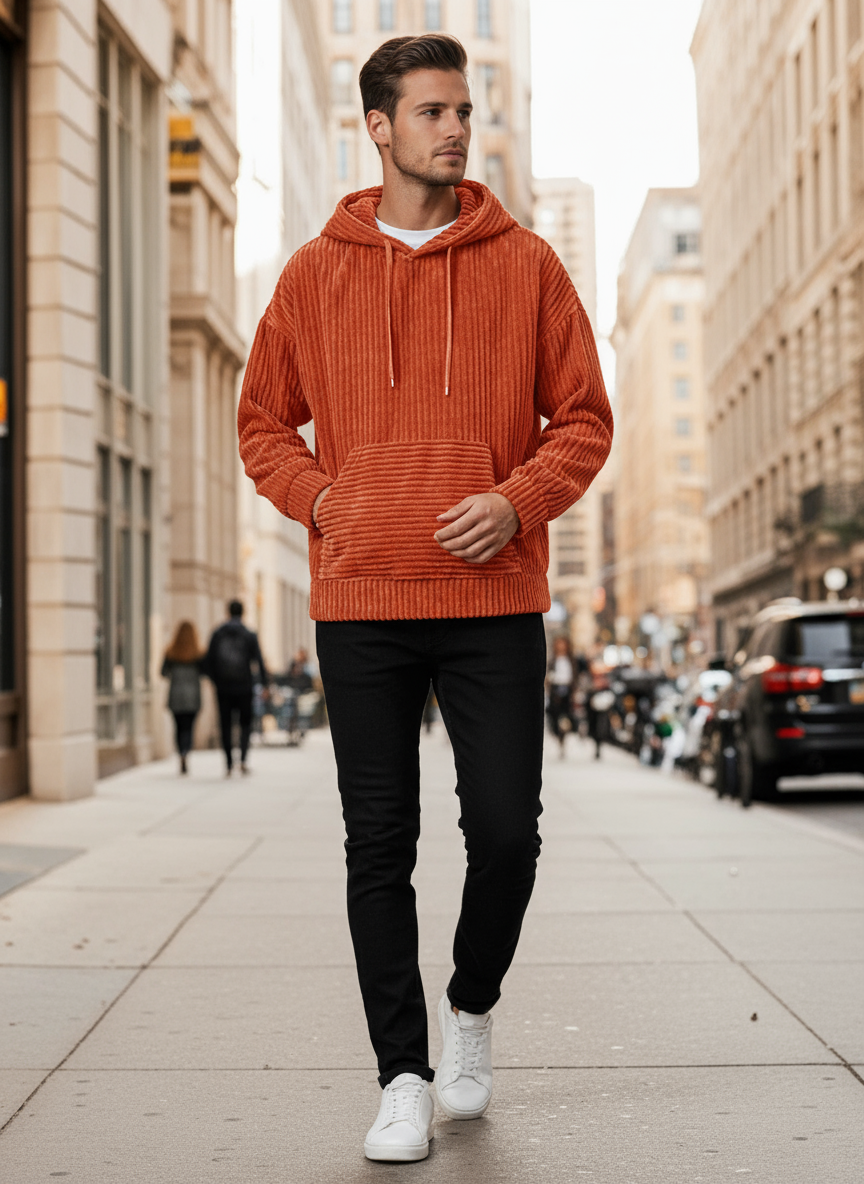 Martin Felpa in Velluto a Coste Comfort Fit Chic