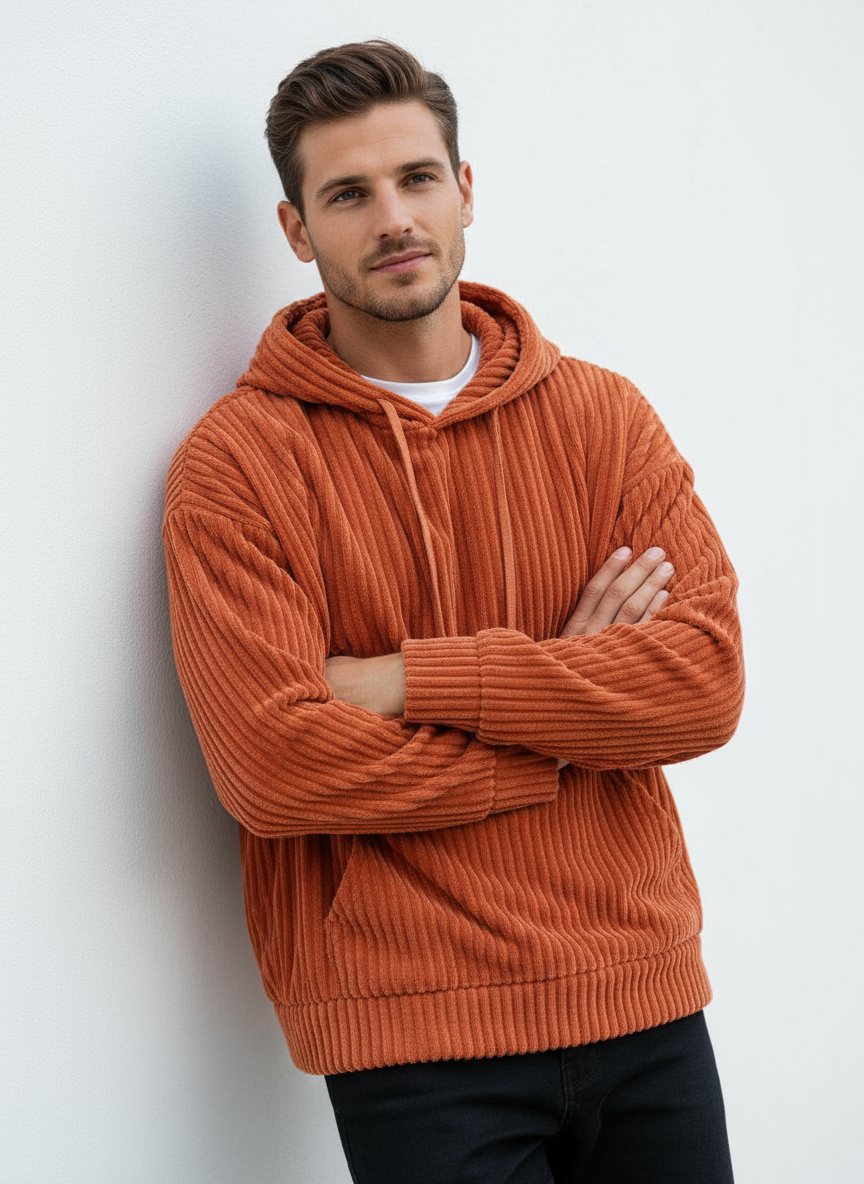 Martin Felpa in Velluto a Coste Comfort Fit Chic