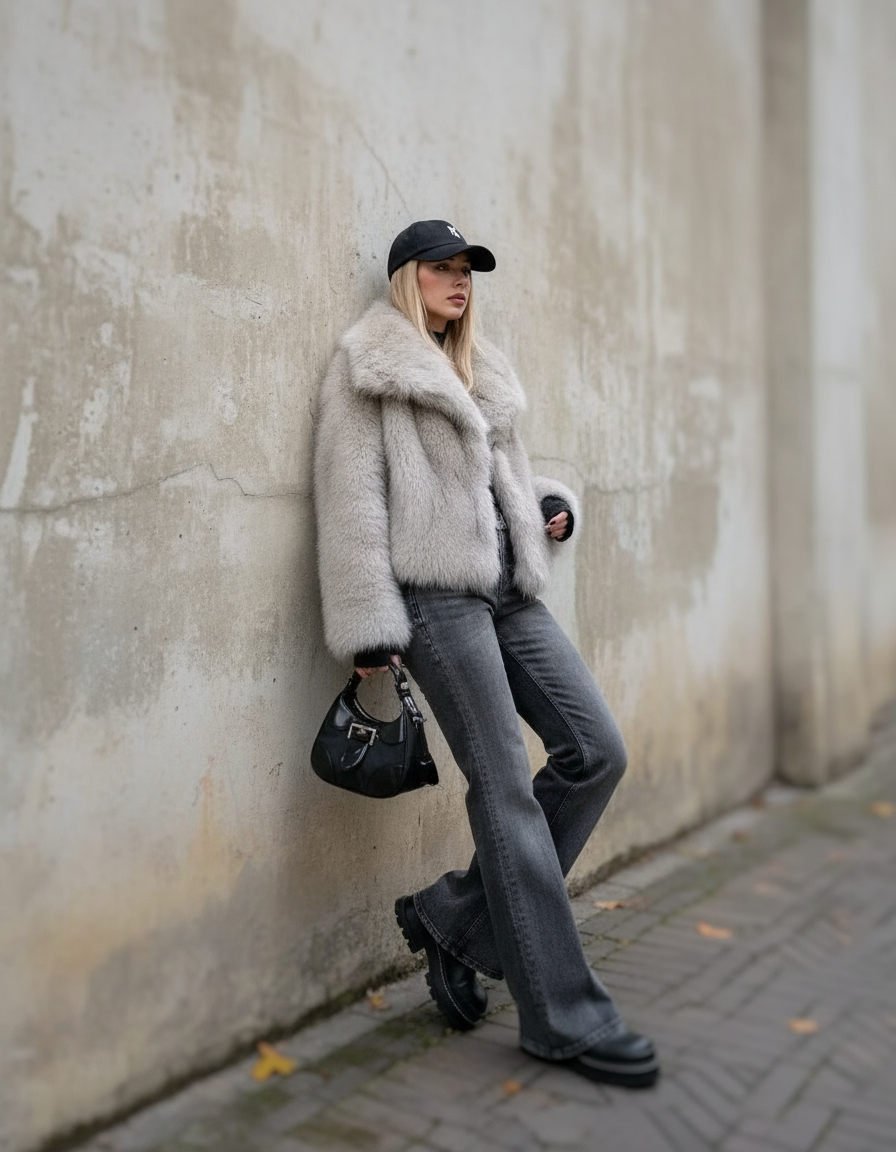 Giacca in Eco-Pelliccia Olivia – Lusso Moderno