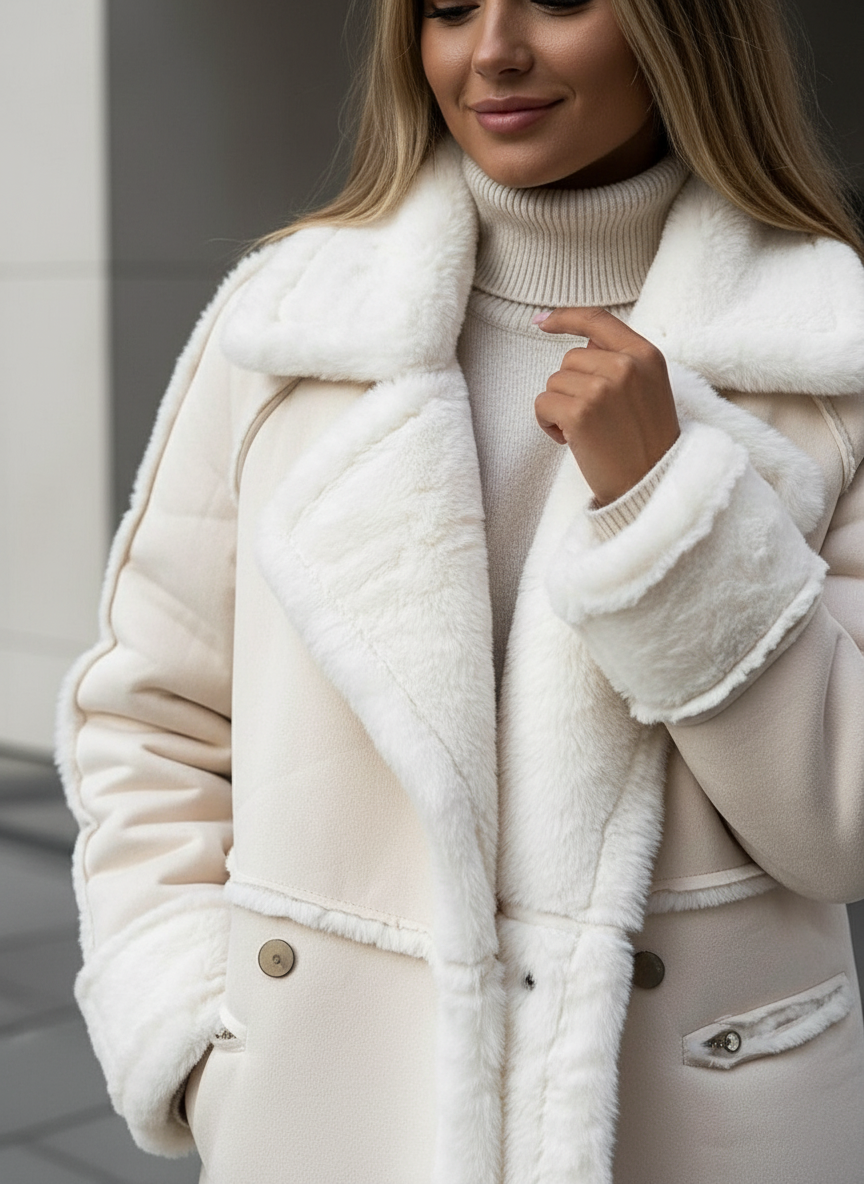 Cappotto Lungo Donna in Eco-Pelliccia Elegante