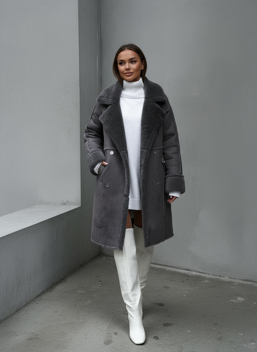 Cappotto Lungo Donna in Eco-Pelliccia Elegante