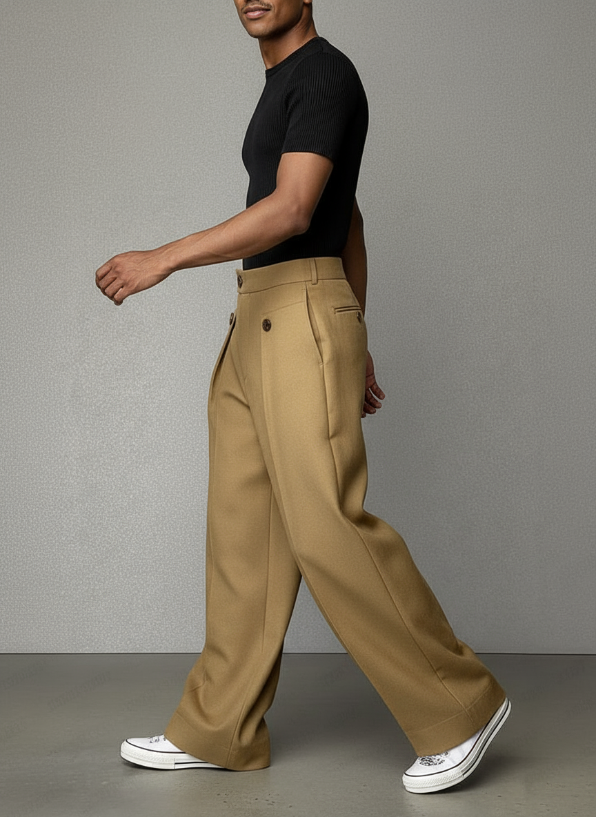 Mike Pantaloni Sartoriali a Vita Alta con Plissettatura