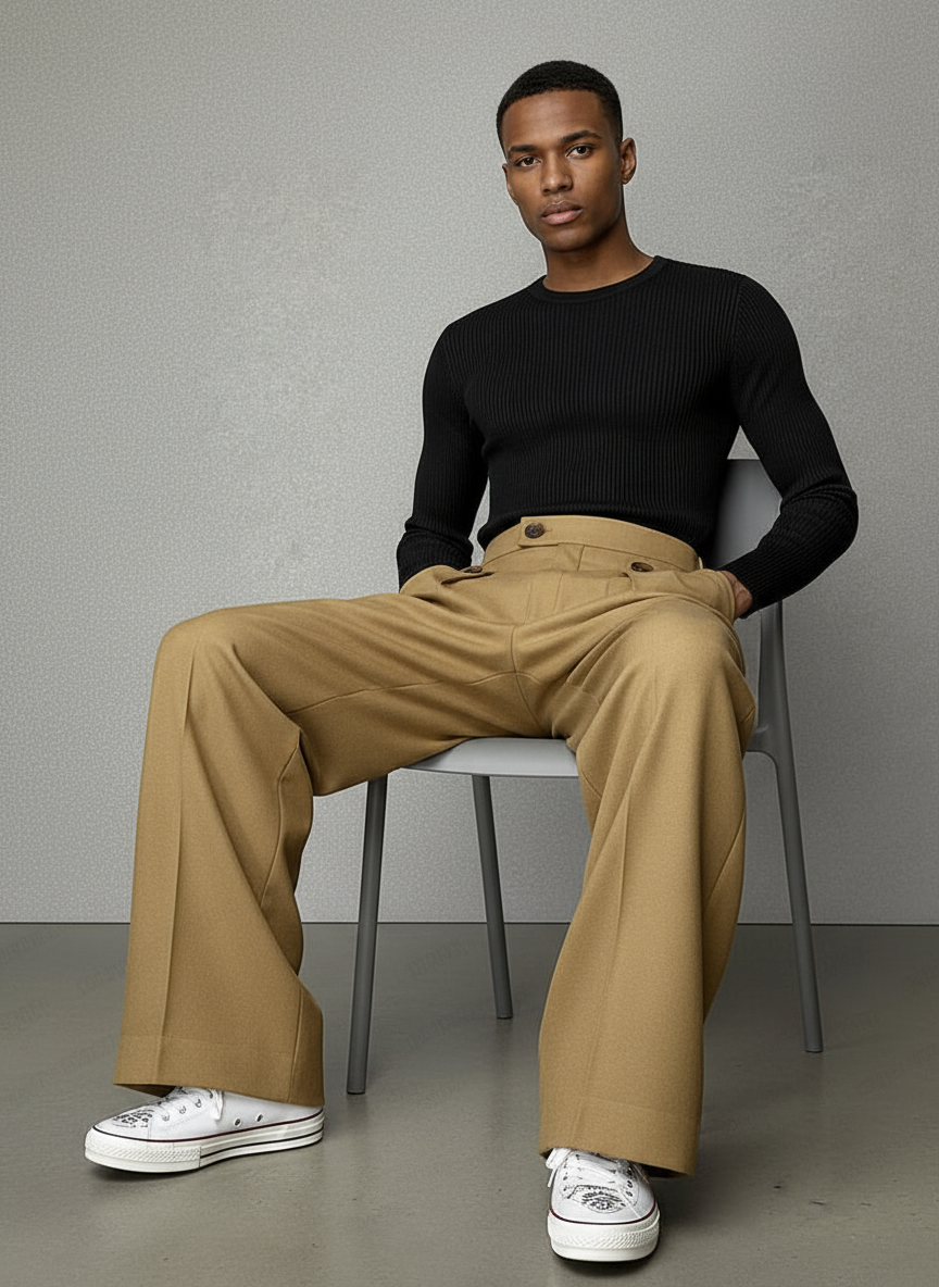 Mike Pantaloni Sartoriali a Vita Alta con Plissettatura