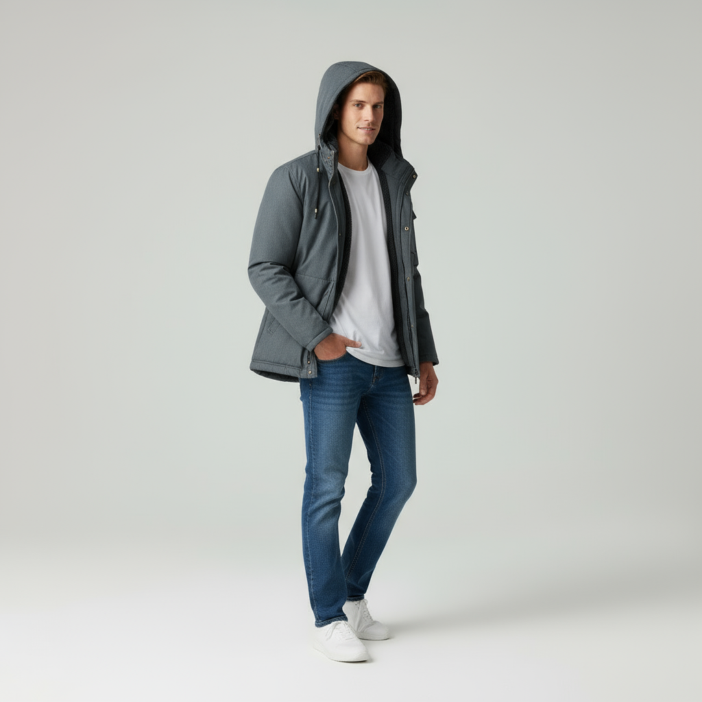 Amari Parka Uomo Invernale con Cappuccio Staccabile