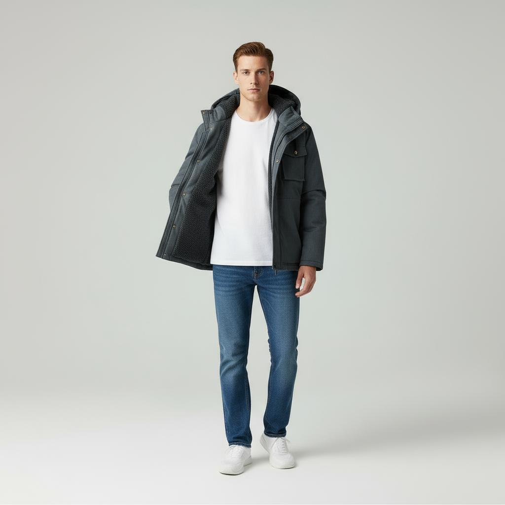 Amari Parka Uomo Invernale con Cappuccio Staccabile