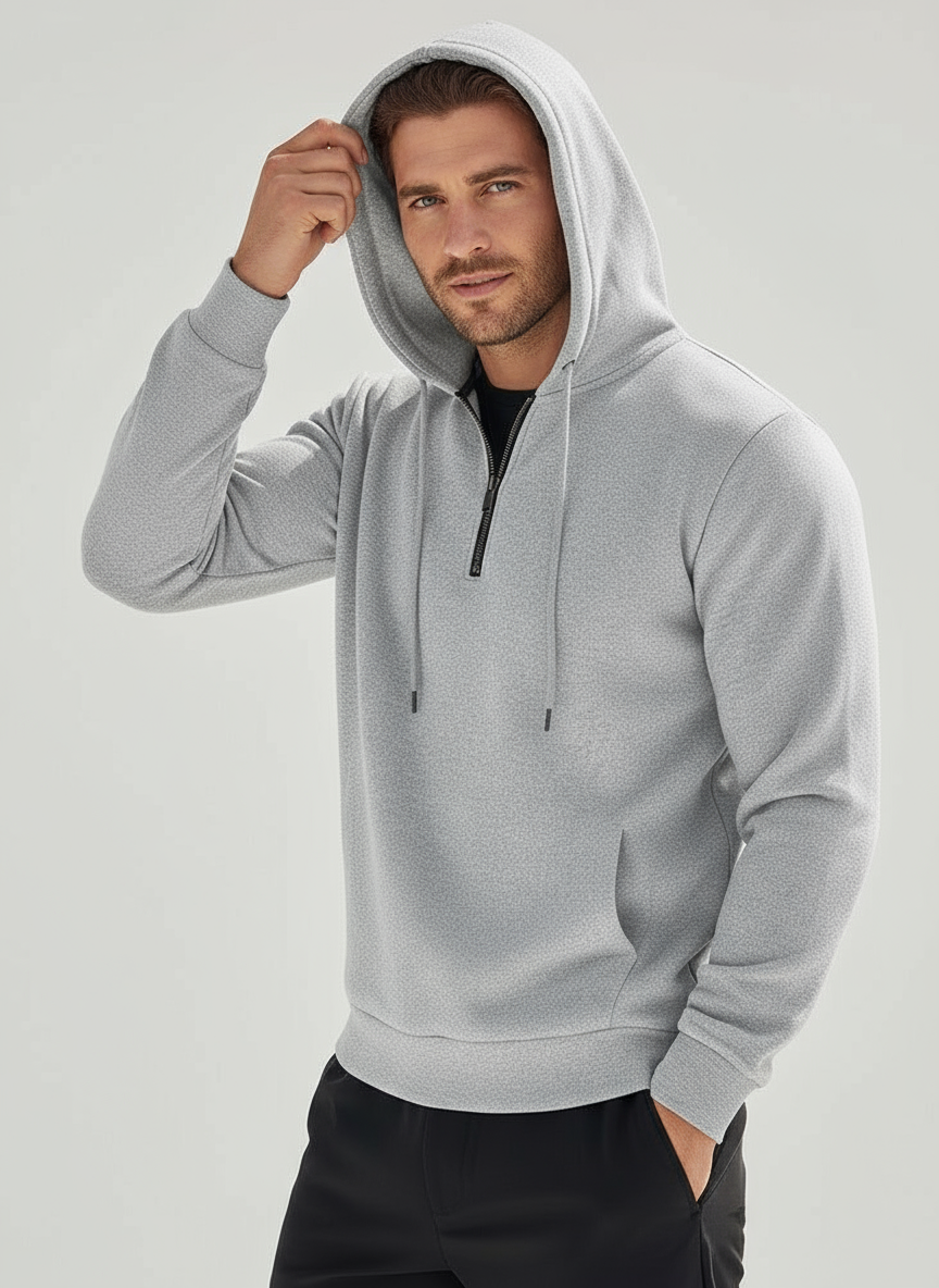 Leon Felpa Waffle con Zip Corta per Stile Athleisure