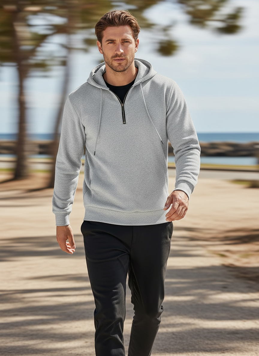 Leon Felpa Waffle con Zip Corta per Stile Athleisure