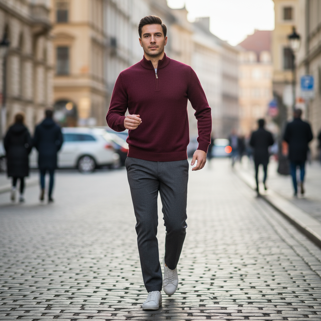 Martin Maglione Termico con Mezza Zip in Maglia Chic