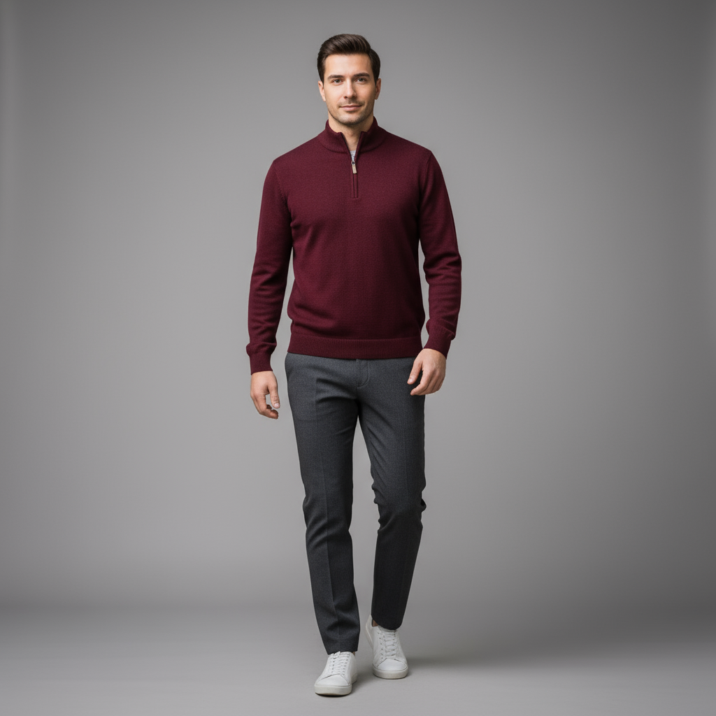 Martin Maglione Termico con Mezza Zip in Maglia Chic