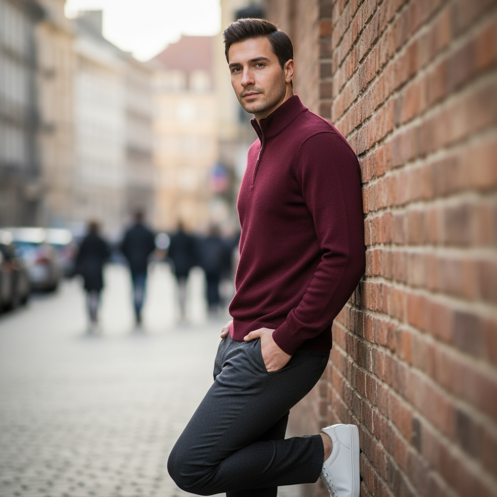 Martin Maglione Termico con Mezza Zip in Maglia Chic