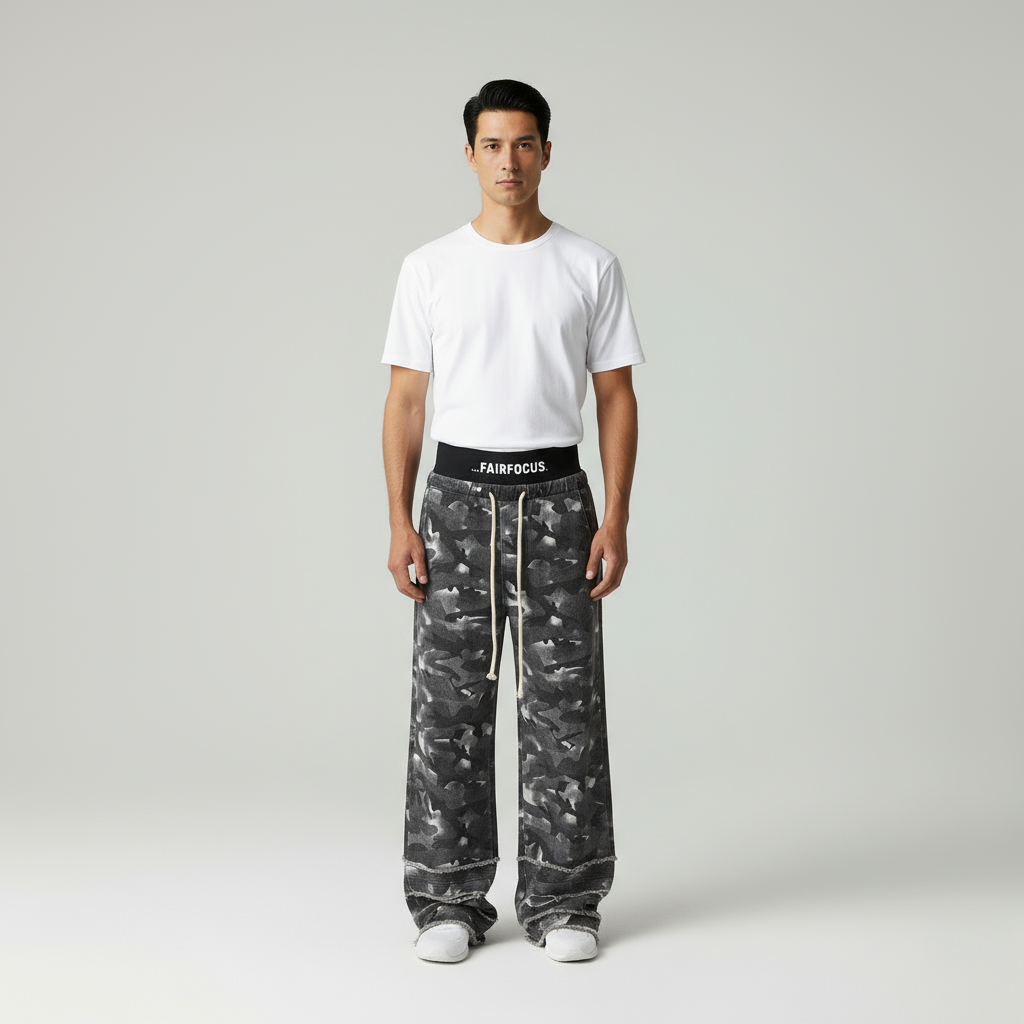 Dwane Pantaloni Cargo Camouflage a Gamba Larga Chic