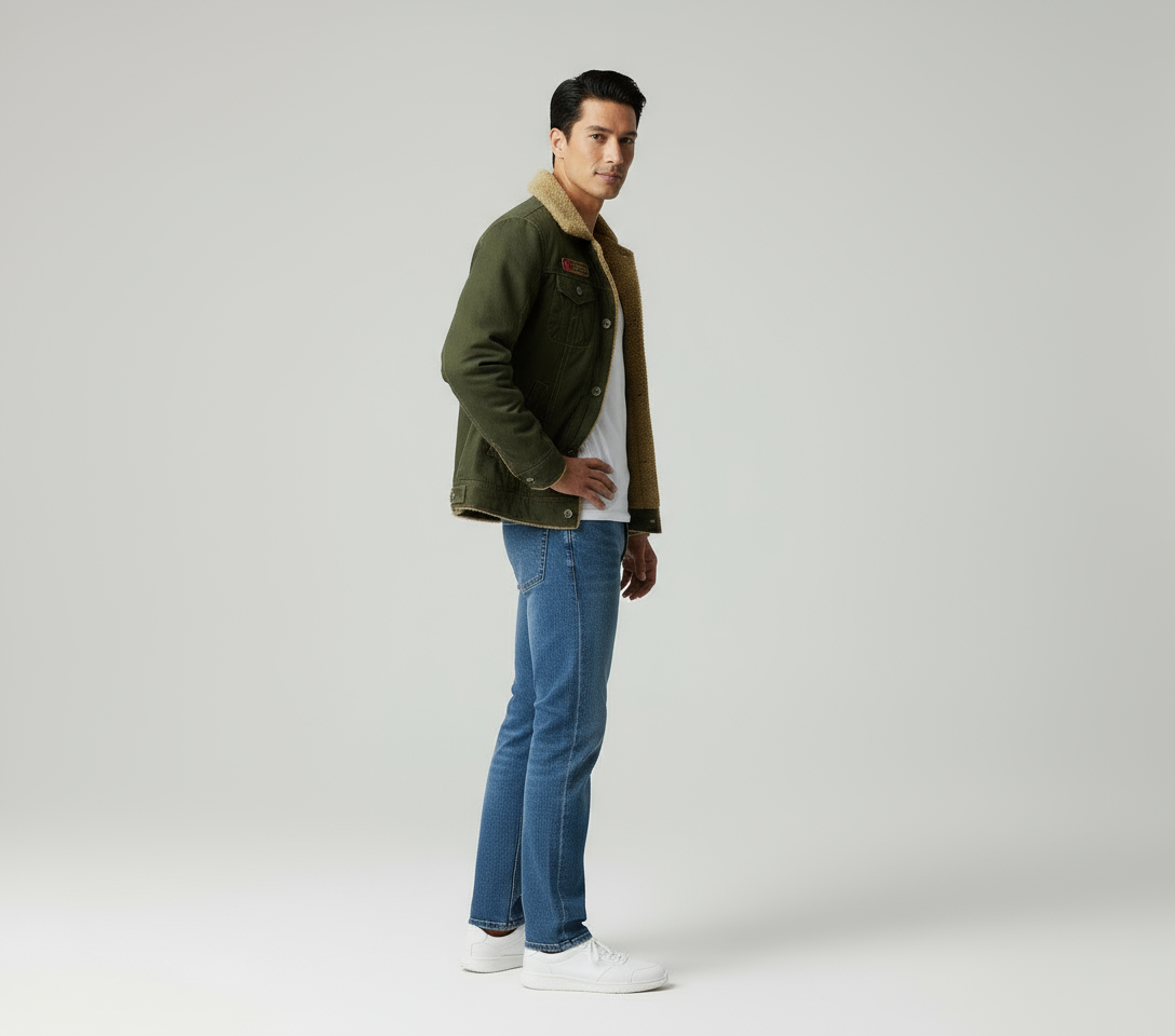 Vincent Giacca Uomo Invernale con Collo in Velluto Foderata