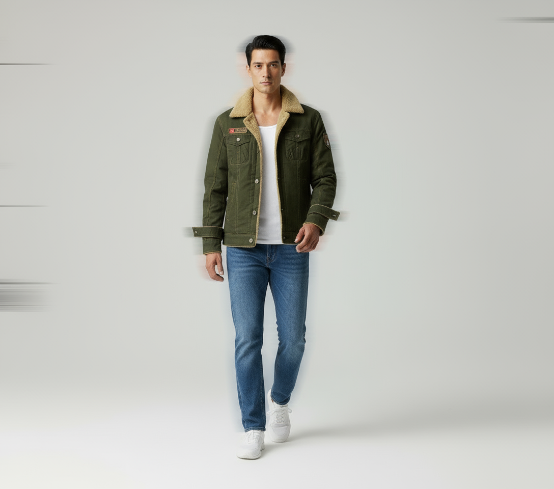 Vincent Giacca Uomo Invernale con Collo in Velluto Foderata