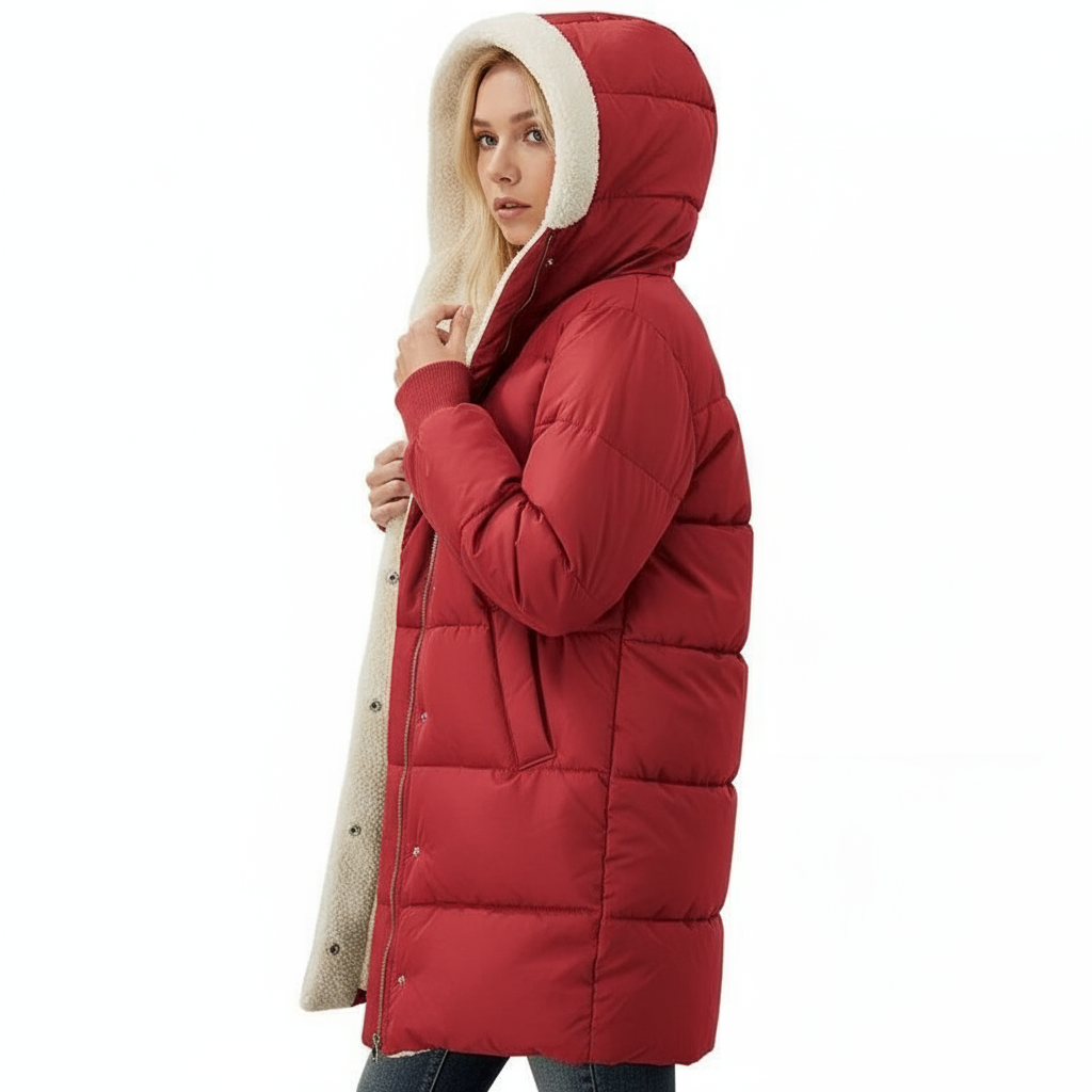 Cappotto Reversibile Donna in Cotone con Cappuccio