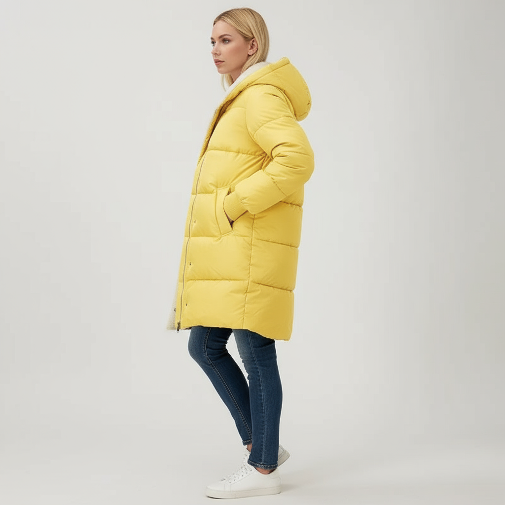 Cappotto Reversibile Donna in Cotone con Cappuccio