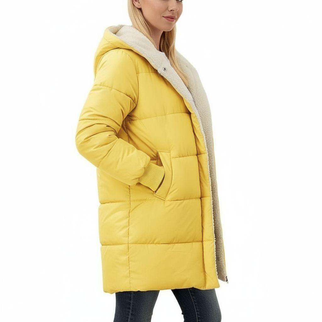 Cappotto Reversibile Donna in Cotone con Cappuccio