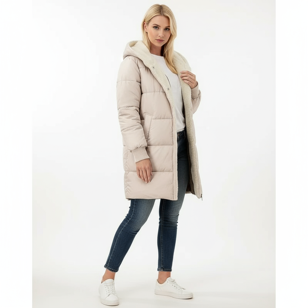 Cappotto Reversibile Donna in Cotone con Cappuccio
