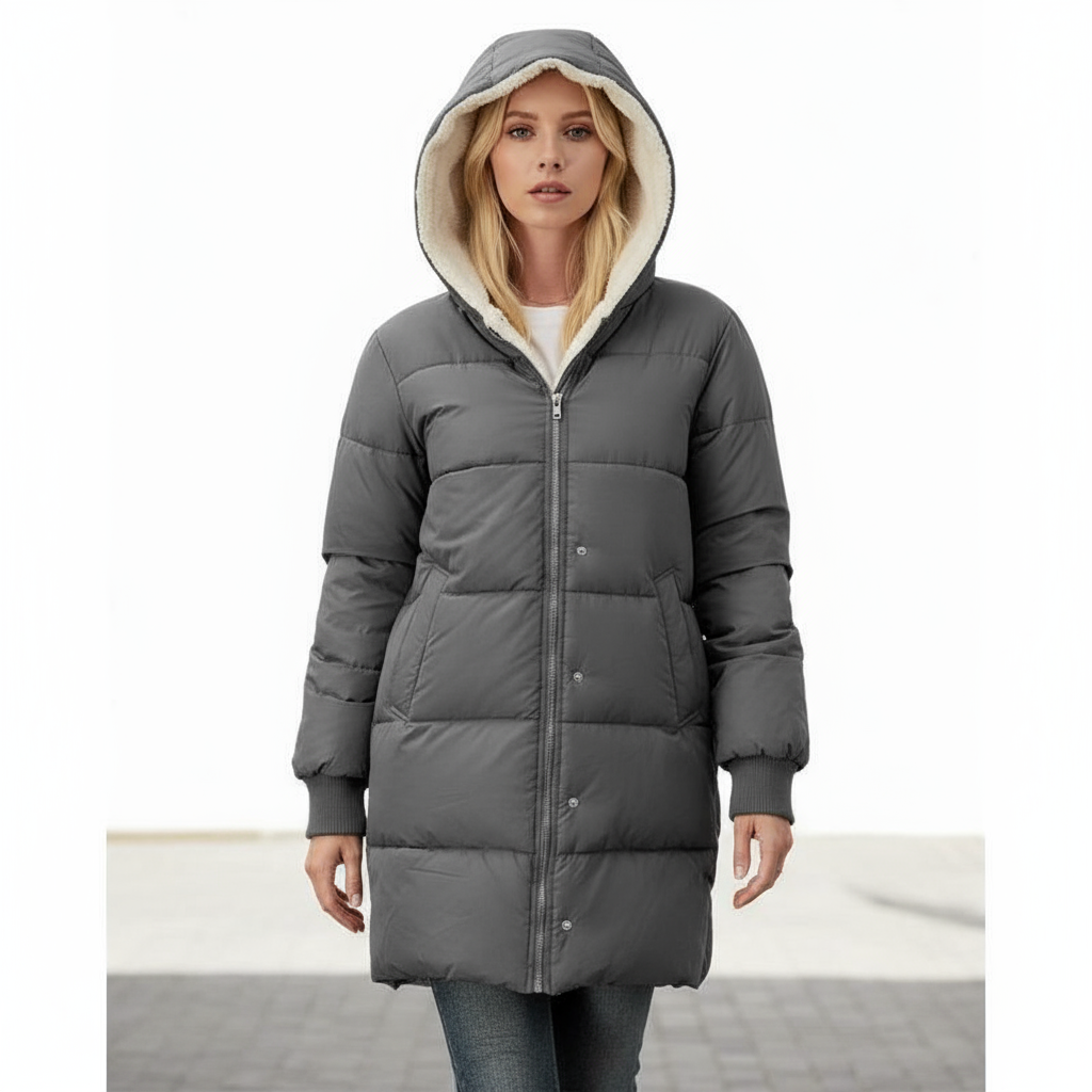 Cappotto Reversibile Donna in Cotone con Cappuccio