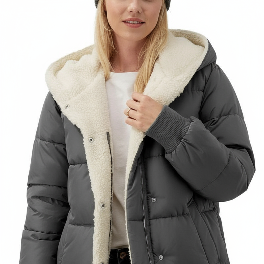 Cappotto Reversibile Donna in Cotone con Cappuccio