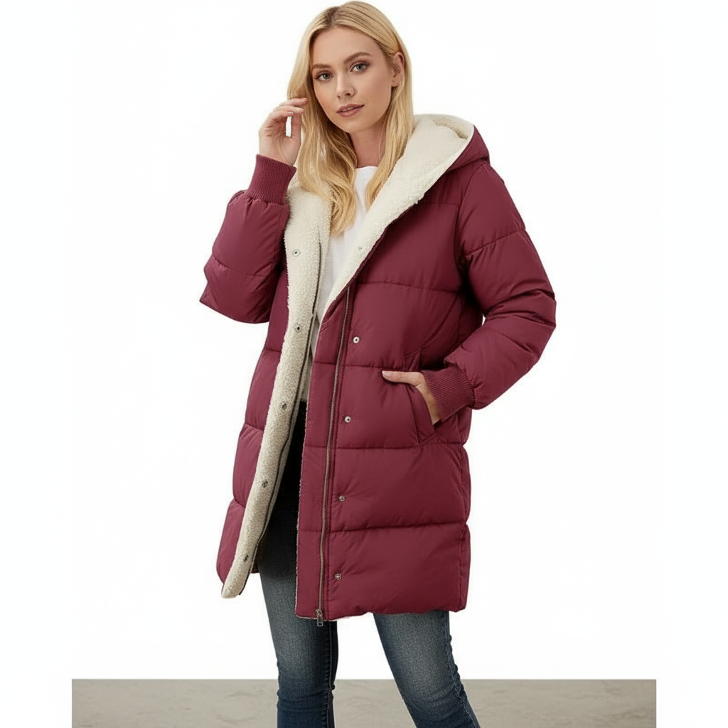 Cappotto Reversibile Donna in Cotone con Cappuccio