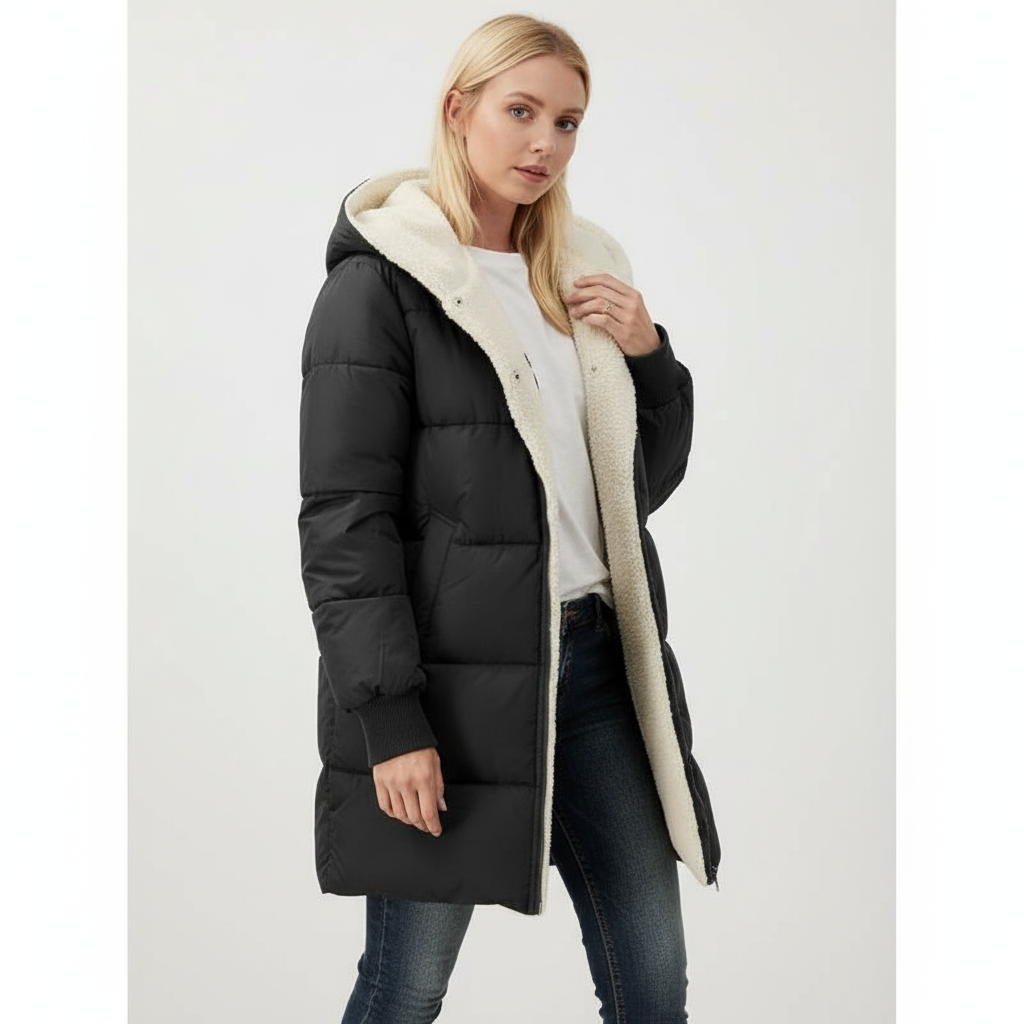 Cappotto Reversibile Donna in Cotone con Cappuccio
