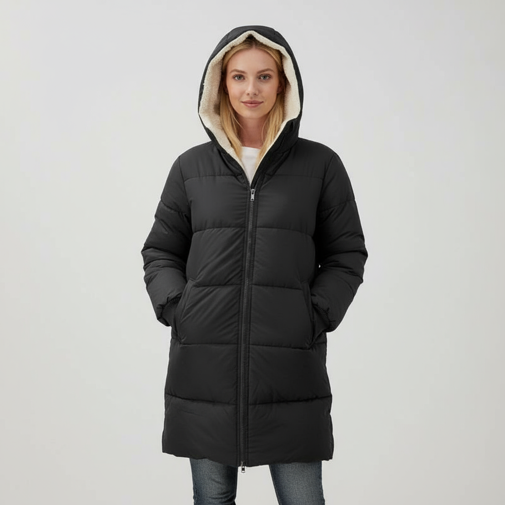 Cappotto Reversibile Donna in Cotone con Cappuccio