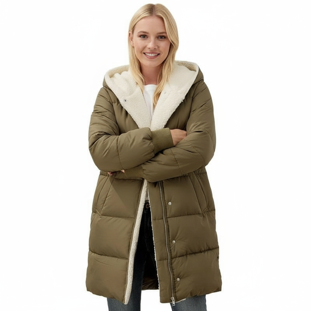 Cappotto Reversibile Donna in Cotone con Cappuccio