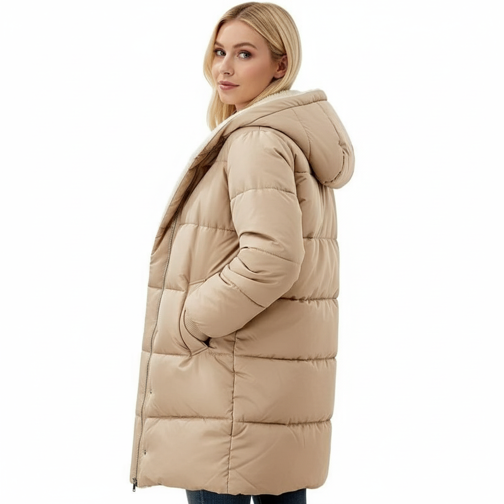 Cappotto Reversibile Donna in Cotone con Cappuccio