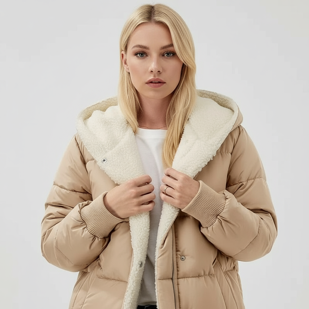 Cappotto Reversibile Donna in Cotone con Cappuccio