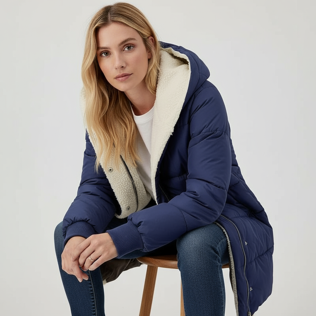 Cappotto Reversibile Donna in Cotone con Cappuccio