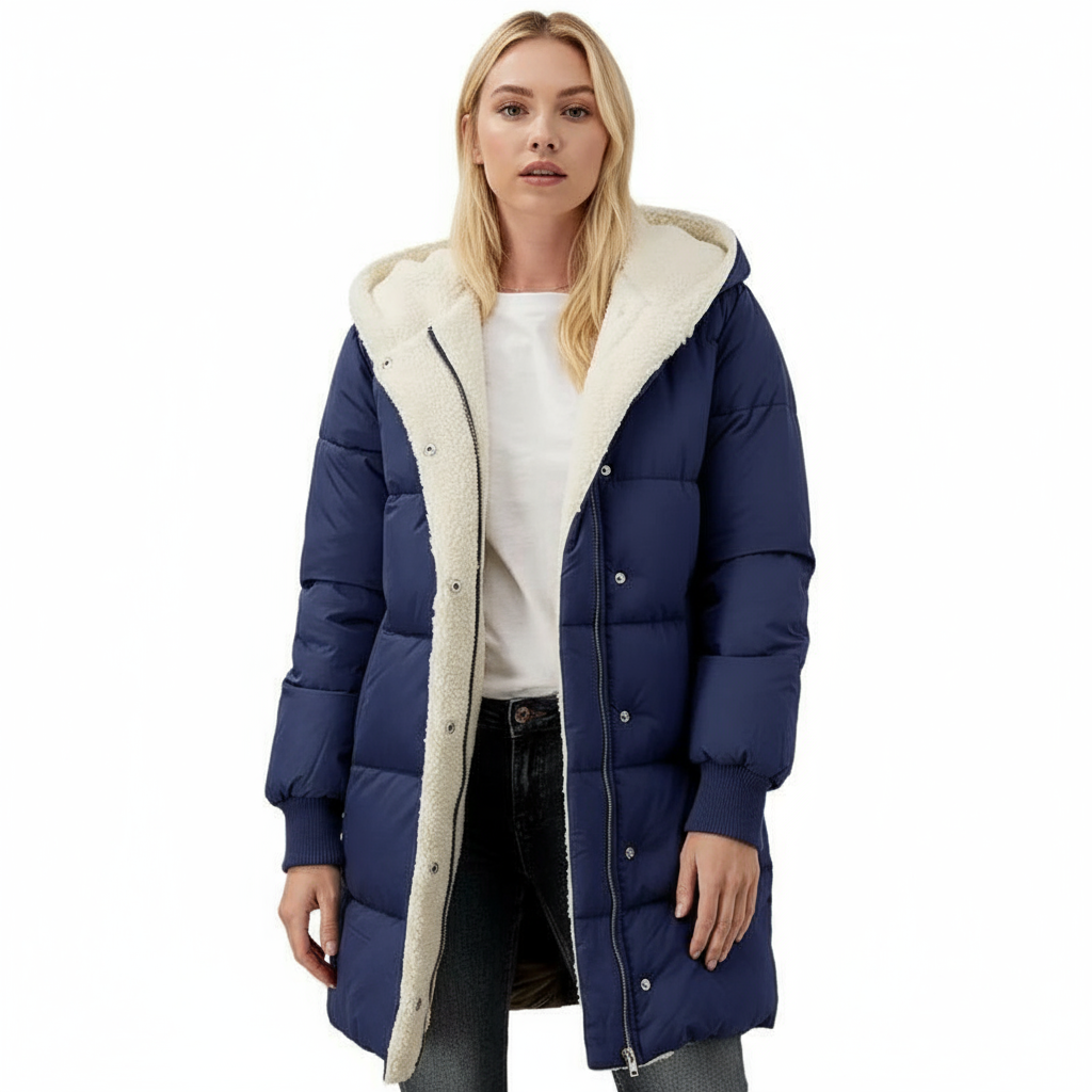 Cappotto Reversibile Donna in Cotone con Cappuccio